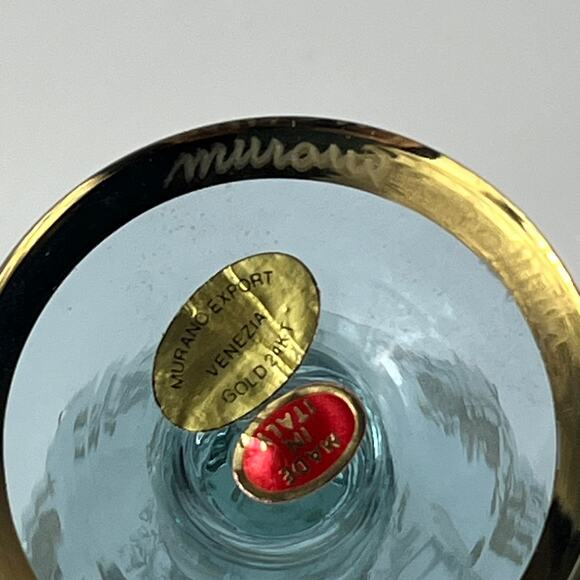 Venetian Murano Signed Bud Vase 24kt Gold 7" Hand Painted Mouthblown Fine Art - Picture 7 of 16